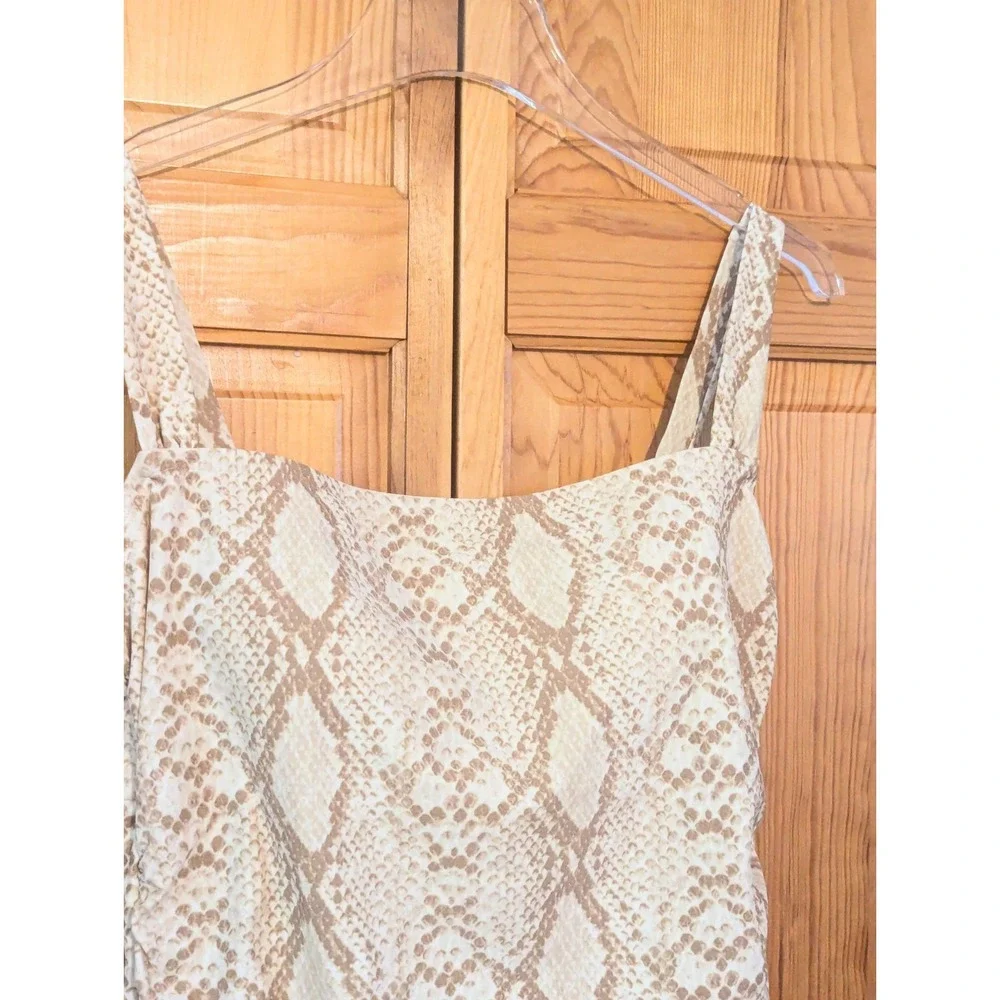 Kona Sol Women's L One Piece Swimsuit Square Neck Snakeskin Print Ruched